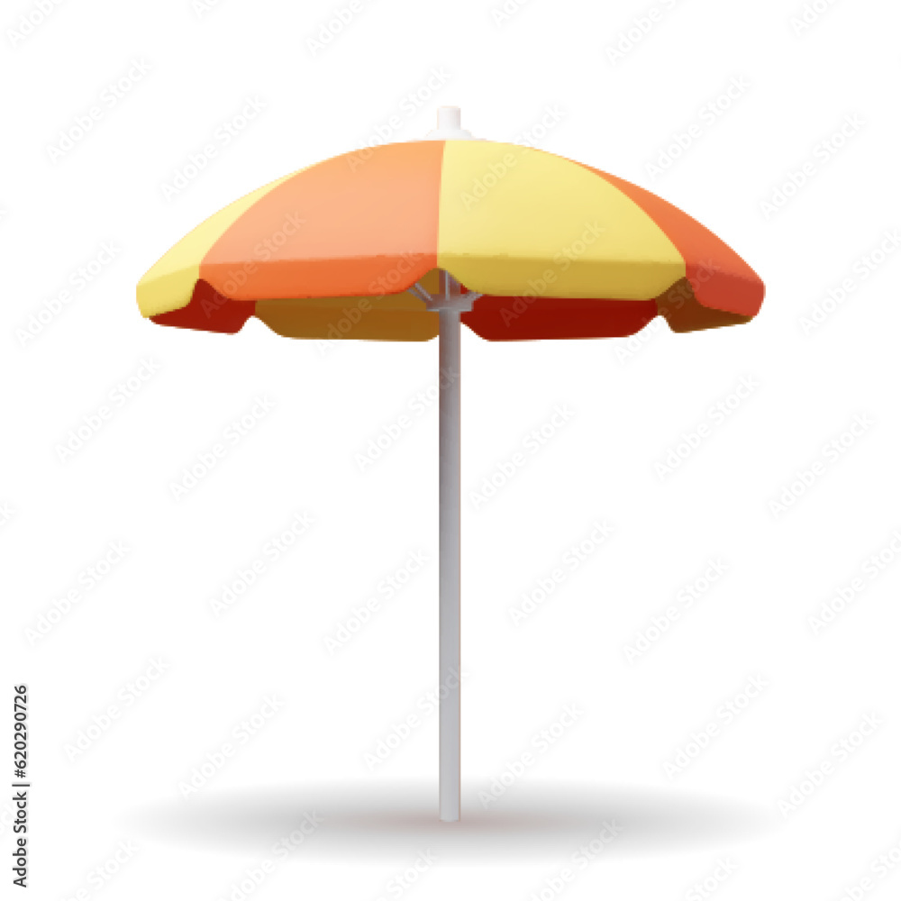 Realistic detailed 3d summer sun umbrella for beach and pool.