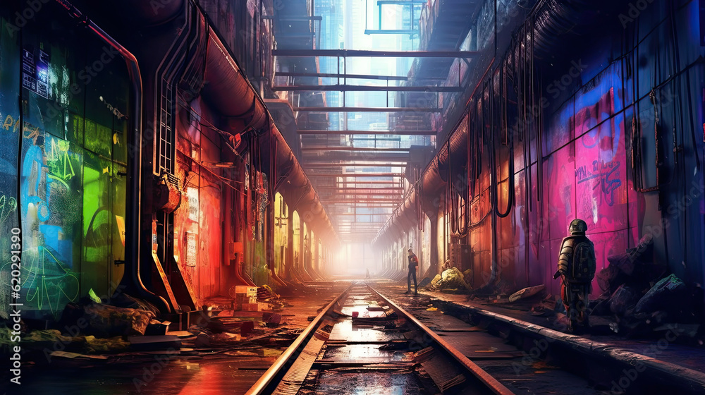 Gritty Cyberpunk Underground with Midjourney AI - Digital Art Perfect for Game Design