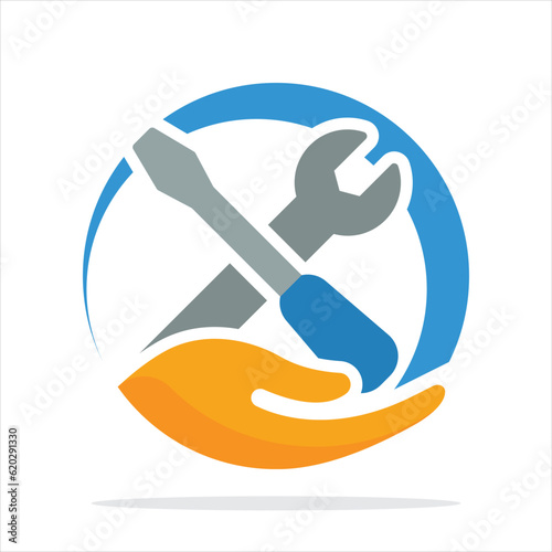 Illustration icon with repair service management concept.