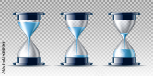 Water falling in the hourglass.