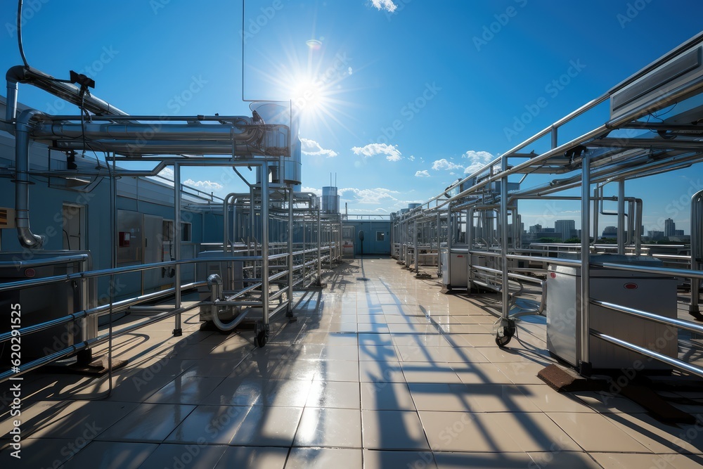 Naklejka premium Commercial Building Roof professional photograpphy AI Generated 