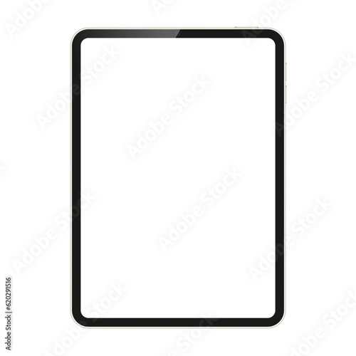 Tablet mockup with blank screen. White tablet display template isolated on white or transparent background.