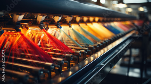 Textile factory weaving, weaving a fabric