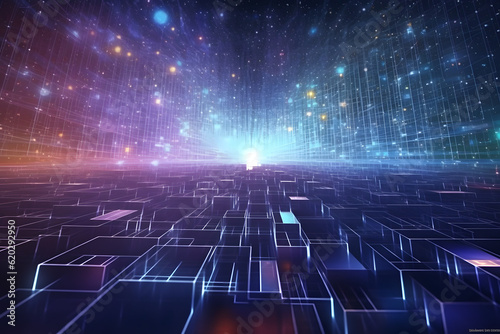 futuristic electonic network blockchain wallpaper with connecting communication digital data elements in background texture