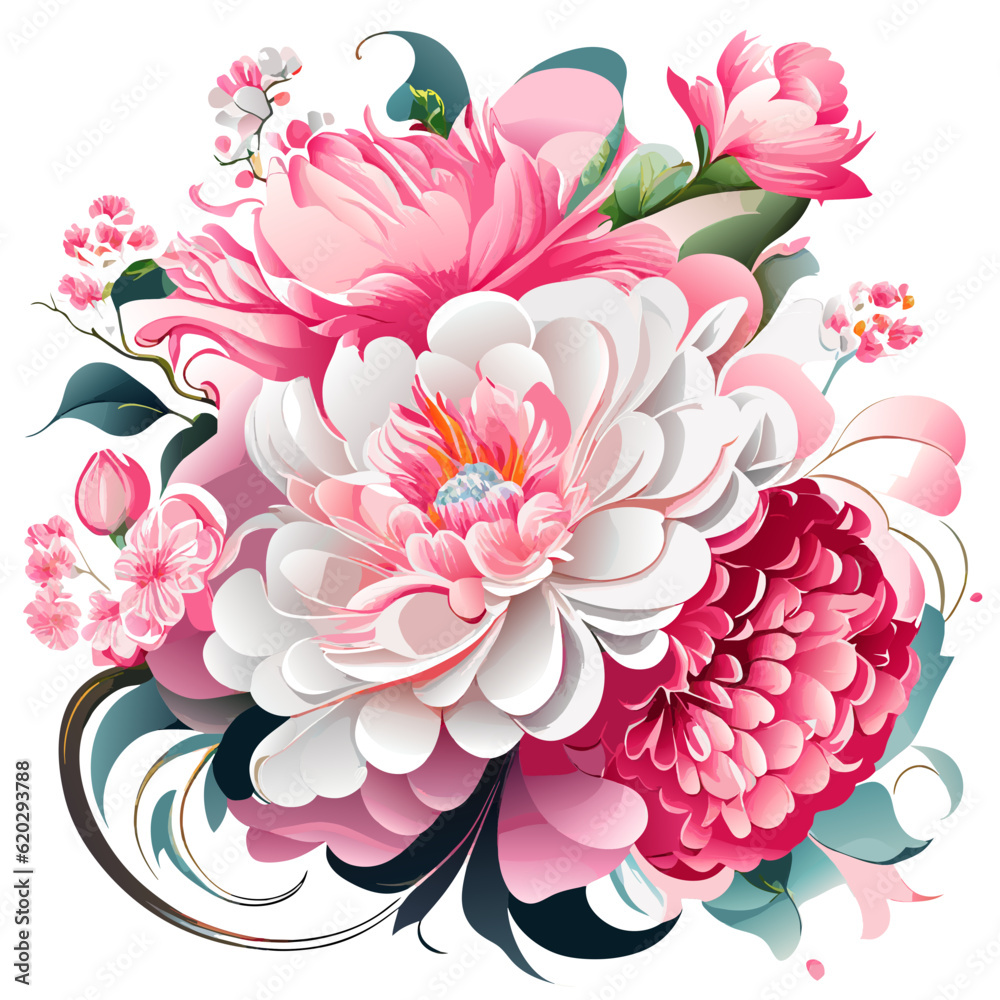 bouquet of pink flowers on a white background bouquet of pink flowers on a white background