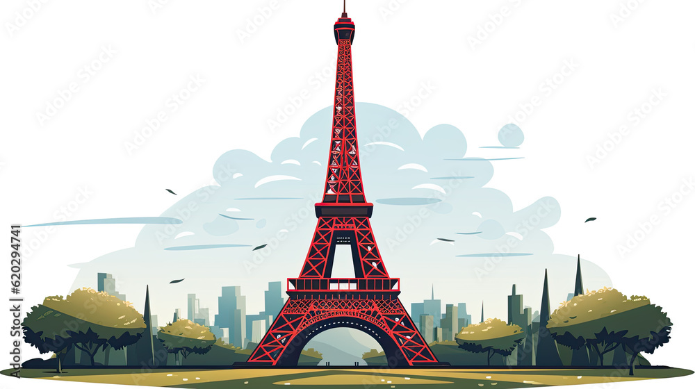 creative illustration of the eiffel tower in paris in france. Generative AI