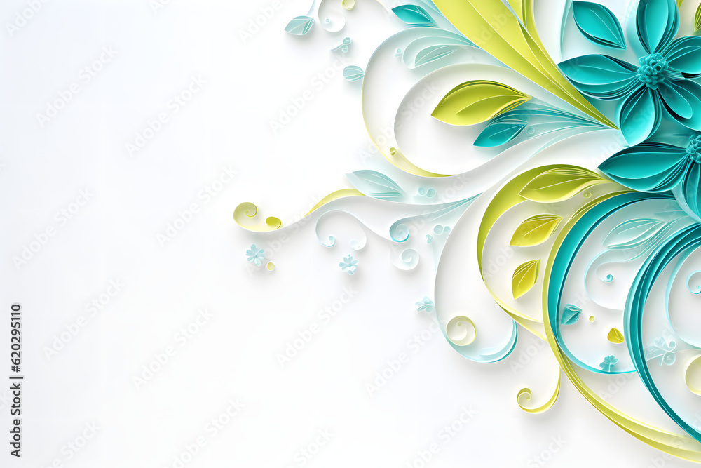 floral elements on white blank background wallpaper