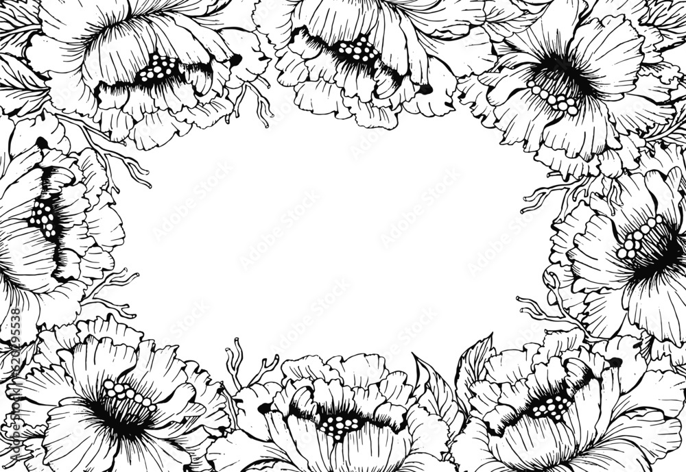 custom made wallpaper toronto digitalChines peonies flower banner frame for design card or invitation