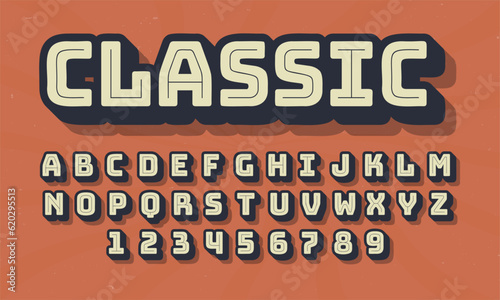 vintage retro style colorful vector alphabet font typography typeface