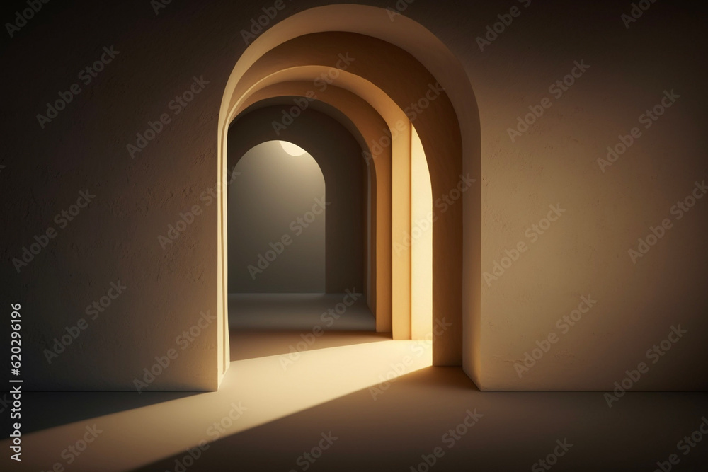 Hallway Archway with Natural Light Empty Room Cream Beige Nuetral Minimal Clean Interior