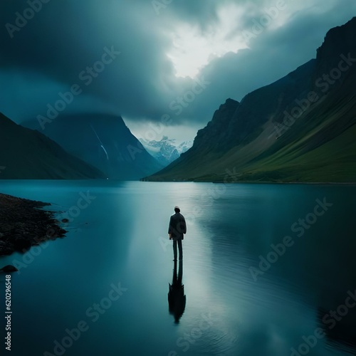 person on the lake generative by AI