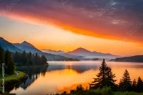 sunset over the lake © Matthew