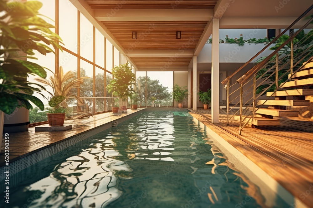 swimming pool at home design professional photograpphy AI Generated 