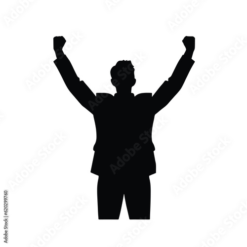 business success concept, businessman winner silhouette, vector isolated