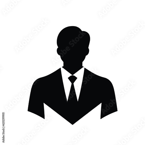 Silhouette of business man in a suit icon, logo, vector isolated