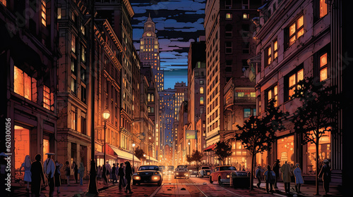 Wall Street at Night - A Mesmerizing Illustration Perfect for Your Financial Campaigns! © Maxim