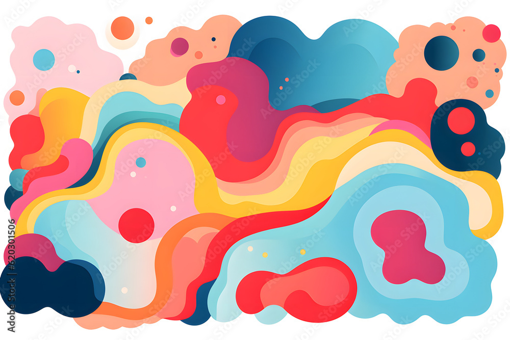 Abstract colorful shapes and patterns with fluid curves and dots Abstract colorful shapes and patterns with fluid curves and dots