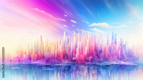illustration. a virtual city of the future. a symbol of technology development © Space Wind