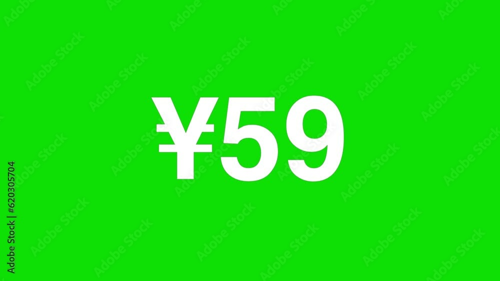 Yen price number countdown animation with slide bar green screen Yen price number countdown animation with slide bar green screen