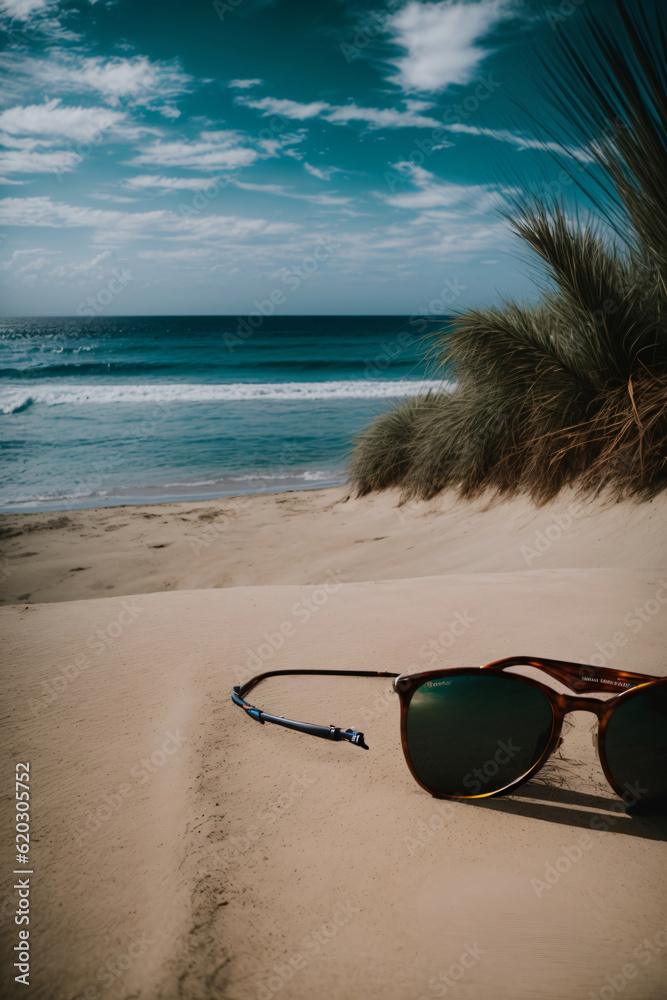 A Pair Of Sunglasses Sitting On Top Of A Sandy Beach A Pair Of Sunglasses Sitting On Top Of A Sandy Beach