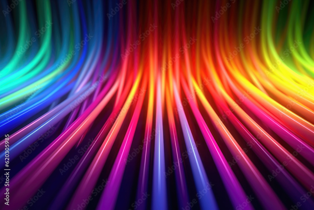 Obraz premium Abstract background with colorful spectrum. Bright neon rays and glowing lines. Generative AI