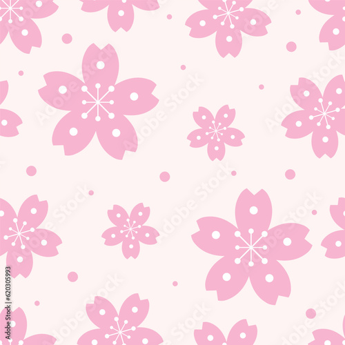 Sakura flower seamless pattern on pink background. Floral texture.Vector illustration.
