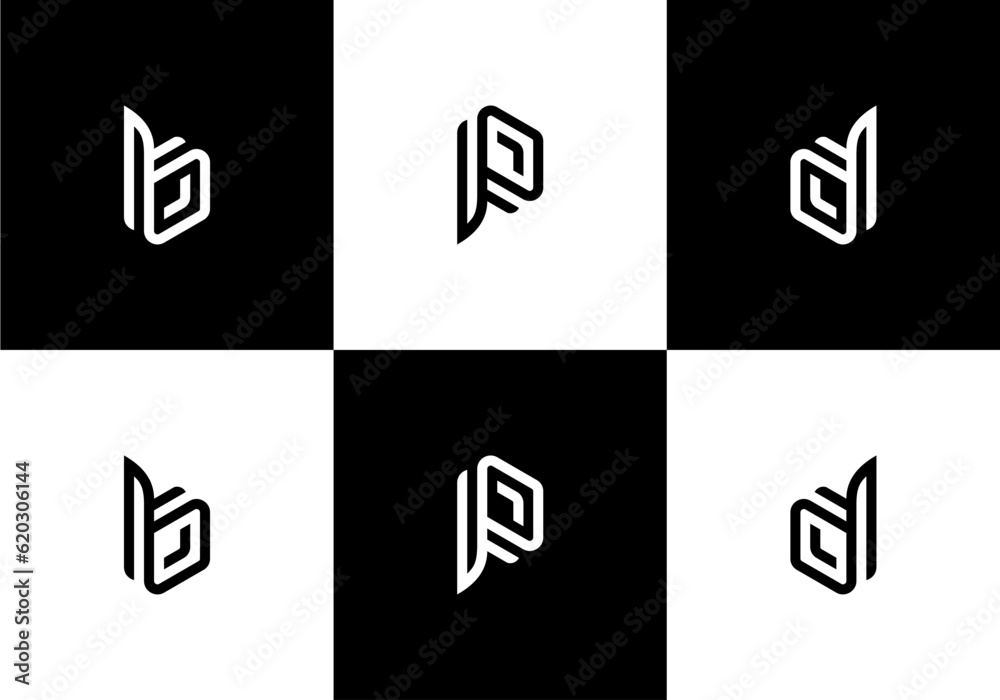 logo set letter bpd, simple modern - obrazy, fototapety, plakaty 
