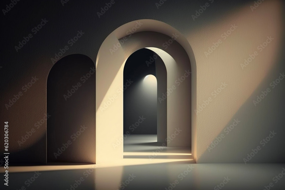 Hallway Archway with Natural Light Empty Room Cream Beige Neutral Minimal Clean Interior Hallway Archway with Natural Light Empty Room Cream Beige Neutral Minimal Clean Interior