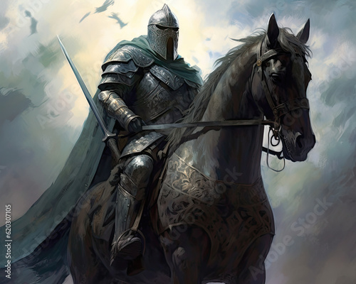 Medieval Warrior and Warhorse