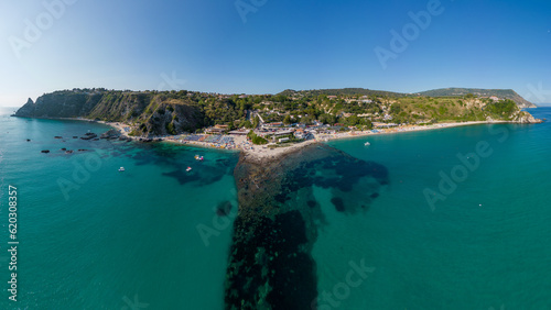 Italy, July 2023: aerial view of a crystal clear Caribbean sea at Capo Vaticano near Tropea in Calabria © cristian