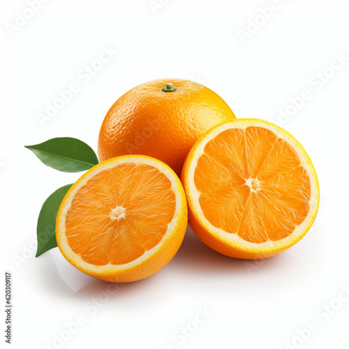 Illustration, AI generation. Oranges on a white background.