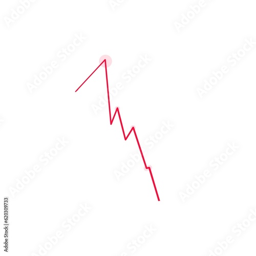 down falll red graph on white, success fail, sales growth photo