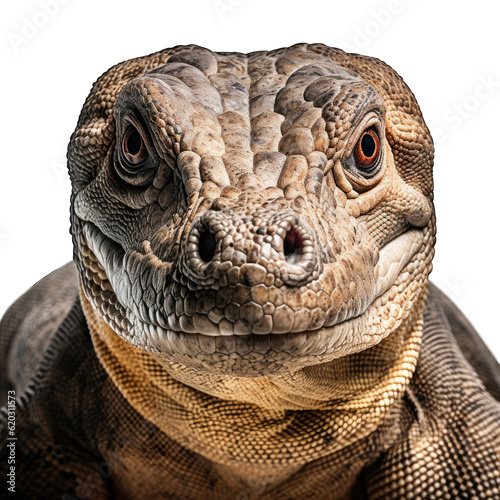 a close up of a large lizard on a white background photo