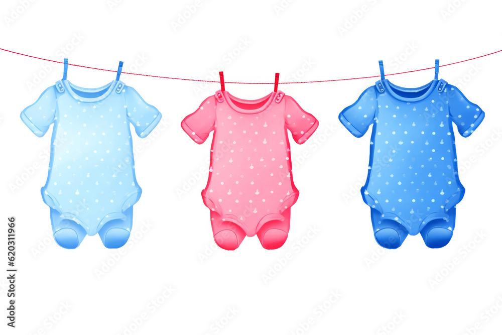 Gender reveal baby clothes Pink and blue baby onesies baby clip art