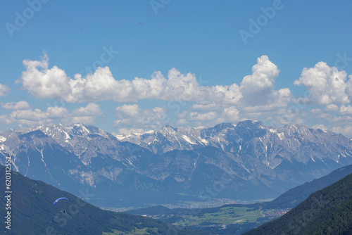 Mountain landscape in Stubaital, Austria. With space for text.