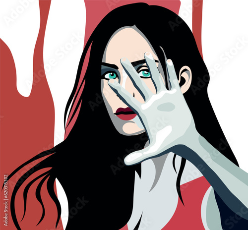 Mistreatment and beatings, sexual violence, assaults on women. Violence against women. Danger and fear. Defenseless and unprotected. Social issues. Close up of a girl. Domestic violence 