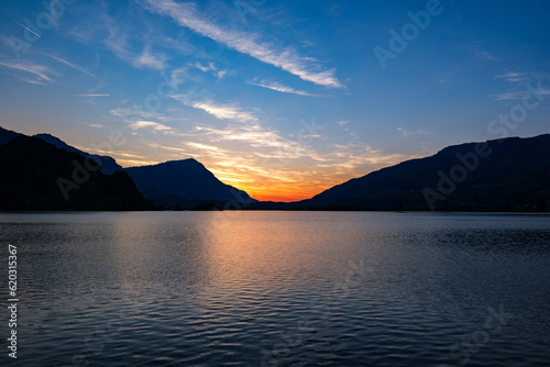 Beautiful sunset over the lake - Lauerz, Switzerland © alsas