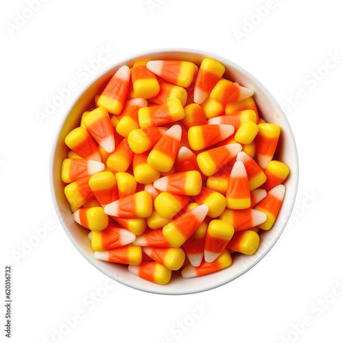 Bowl of Candy Corn Isolated...