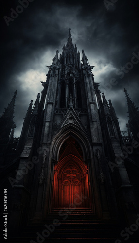 Gloomy Gothic architecture. High quality illustration
