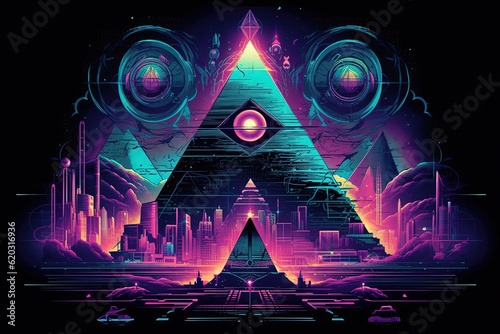 All seeing eye pyramid collage photo