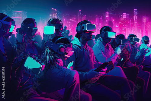 Synthwave Immersion: VR Headset in Retro-Futuristic Art, ai © Wendelin