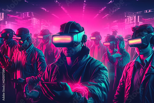 Synthwave Immersion: VR Headset in Retro-Futuristic Art, ai