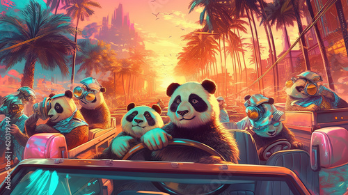 Cruisin' Pandas: Panda Behind the Wheel, ai, photoshop photo