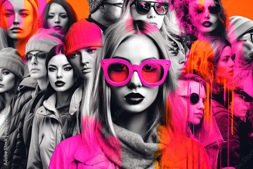 Vivid Fusion: Vibrant Collage Illustration, ai Vivid Fusion: Vibrant Collage Illustration, ai