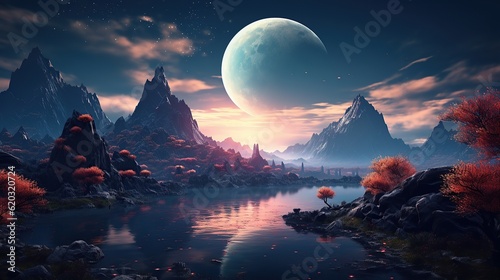 Abstract fantasy landscape background AI  Generative AI  Generative