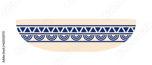 Handmade pottery with blue patterns