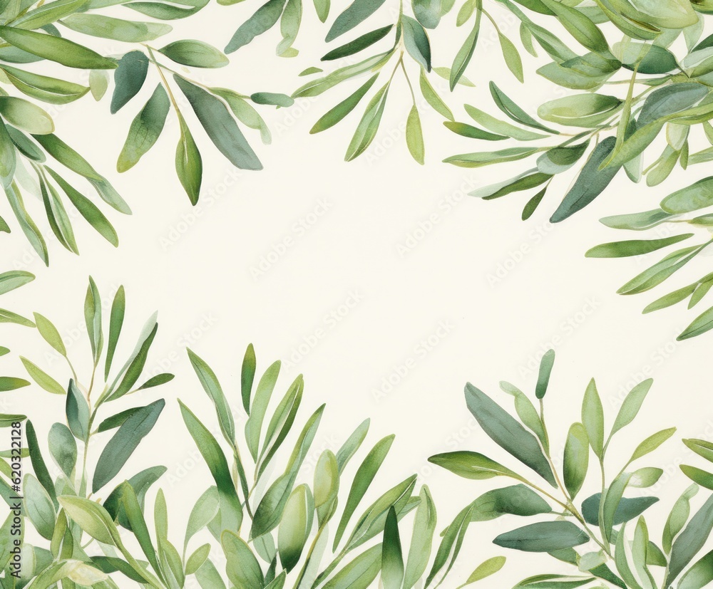 Watercolor olive background. Illustration AI Generative. Watercolor olive background. Illustration AI Generative.