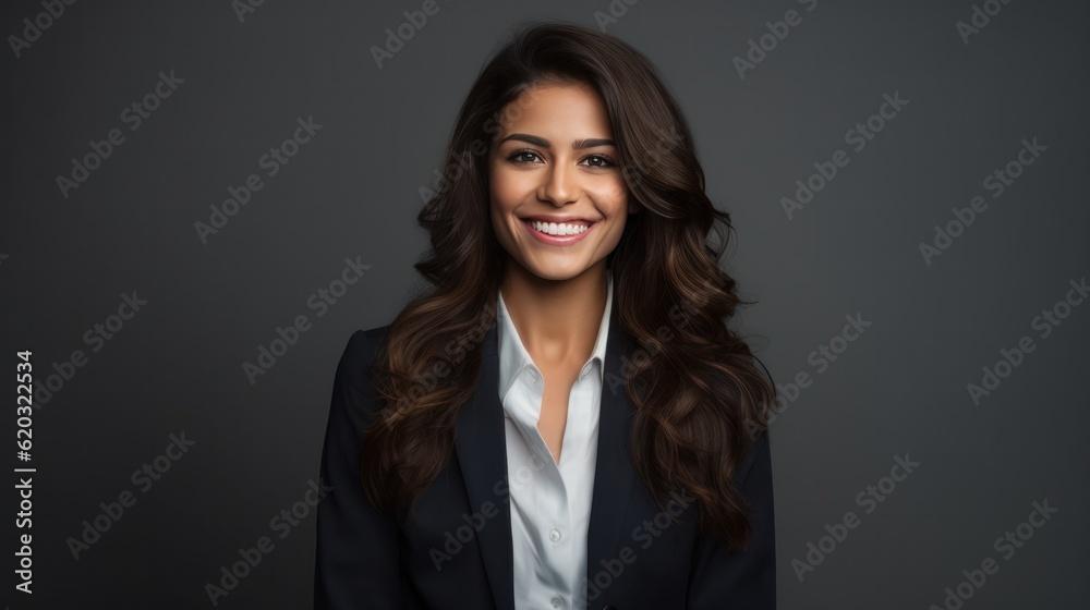 Fototapeta premium Smiling business woman. Illustration AI Generative.