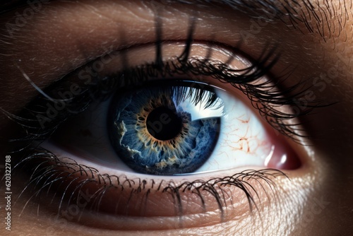 Closeup photo of eye. Illustration AI Generative.
