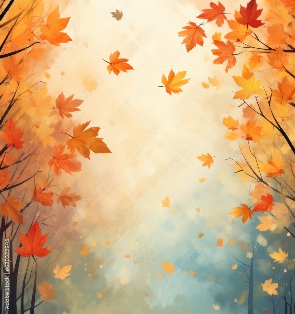 Autum Falling Painting Background. Illustration AI Generative. Autum Falling Painting Background. Illustration AI Generative.